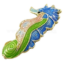 Cloisonne Sea Horse, Royal Blue, about 25 mm long, 12mm wide, 4mm thick, hole:1mm
