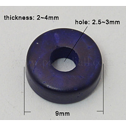 Abalorios de coco, buñuelo, púrpura, 9x2~4mm, agujero: 2.5~3 mm, aproximamente 500 unidades / 500 g