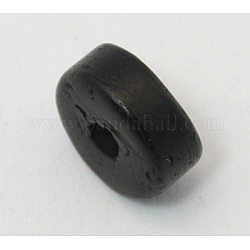 Perles de coco, donut, noir, 9x2~4mm, Trou: 2.5~3mm, environ 500 pcs/500 g