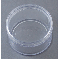 Contenants de perles en plastique, avec couvercle, ronde, clair, 6x3.4 cm, capacité: 25 ml (0.84 oz liq.)