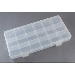Plastic Bead Containers, Adjustable Dividers Box, Box, White, Size: about 230mm long, 115mm wide, 32mm thick