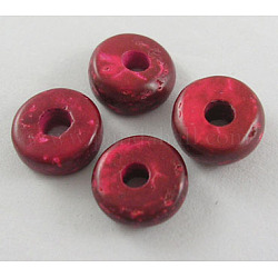 Perles de coco, donut, rouge, 9mm, Trou: 2.5mm, environ 2200 pcs/500 g