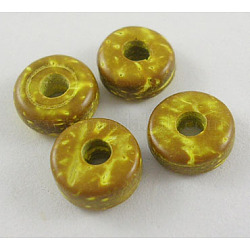 Perles de coco, donut, jaune, 9mm, Trou: 2.5mm, environ 2200 pcs/500 g