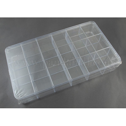 プラスチックビーズ収納ケース  ボックス  透明  サイズ：約290mm長  165 mm幅  厚さ47mm CON-S015-1