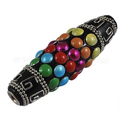 Indonesia Beads, with Iron  Core, Tube, Black, About 61mm long, 20mm  thick, hole: 3.3mm
