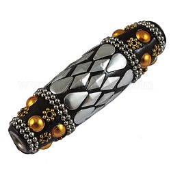 Indonesia Beads, with Iron  Core, Tube, Black, About 60mm long, 17mm  thick, hole: 4.3mm