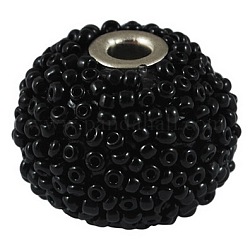 Indonesia Beads, with Iron Core, Round, Black, about 20mm in diameter, 16mm thick, hole: 3.3mm