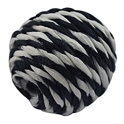 Handmade Woven Paper Beads, Round, Black, Size: about 22mm in diameter, hole: 4mm