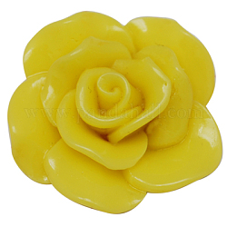 Resin Cabochons, Rose, Yellow, 27x26x9mm