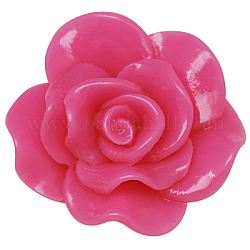 Resin Cabochons, Rose, Deep Pink, 27x26x9mm
