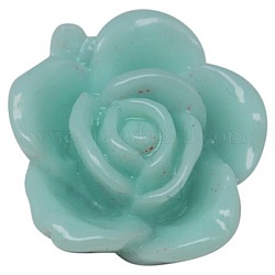 Resin Cabochons, Flower, Aquamarine, Size: about 15mm long, 15mm wide, 7mm thick