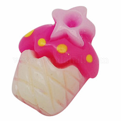 Colorful Resin Cabochons, Ice Cream, Fuchsia, Size: about 10mm long, 9mm wide, 4mm thick