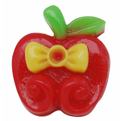 Colorful Resin Cabochons, Apple, Red, Size: about 12mm long, 12mm wide, 6mm thick