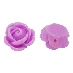 Opaque Resin Beads, Rose Flower, Medium Orchid, 9x7mm, Hole: 1mm
