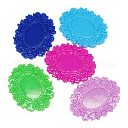 Opaques supports cabochons de résine, fleur, colorées, 50x40x4mm, diamètre intérieur: 25x18 mm