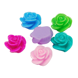 Opaque Resin Cabochons, Flower, Mixed Color, Size: about 14mm in diameter, 9mm thick