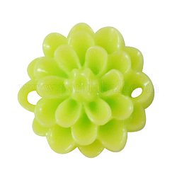 Opaque Resin Cabochons, Flower, 2-Hole, Green Yellow, 14x5mm, Hole: 2mm
