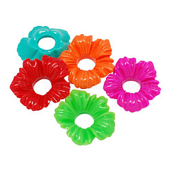 Opaque Resin Beads. Flower, Colorful, 28x8mm, Hole: 7mm