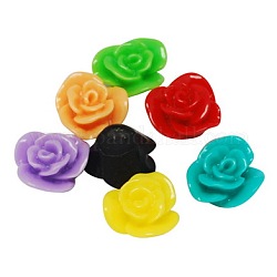 Opaque Resin Cabochons, Flower, Colorful, 18x8mm