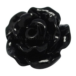 Непрозрачные кабошоны из смолы, цветок, чёрные, 10x4 мм