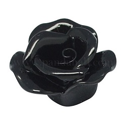 Opaque Resin Cabochons, Flower, Black, 20x9mm