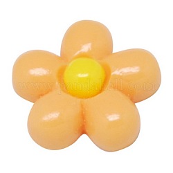Opaque Resin Cabochons, Flower, Orange, 13mm