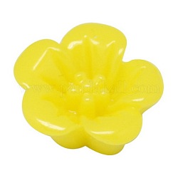 Opaque Resin Cabochons, Flower, Yellow, 13x5mm