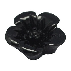 Cabochons en résine opaque, fleur, noir, 13x5mm