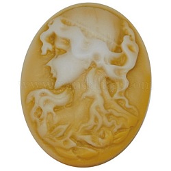 Resin Cameo Lady Head Portrait Cabochons, Oval, Gold, 24x18x5mm