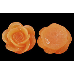 Colorful Resin Cabochons, Jelly Style, Flower, Orange, Size: about 18mm in diameter, 7mm thick