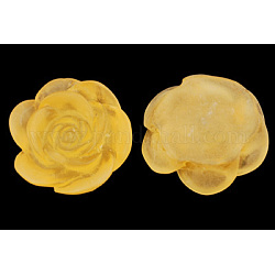 Colorful Resin Cabochons, Frosted, Flower, Gold, Size: about 18mm in diameter, 7mm thick