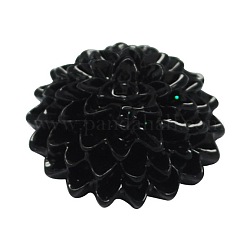 Opaque Resin Cabochons, Flower, Black, 15x6mm
