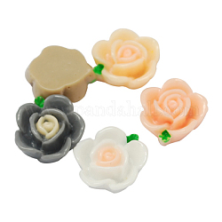 Opaque Resin Cabochons, Flower, Mixed Color, Size: about 19mm in diameter, 8mm thick