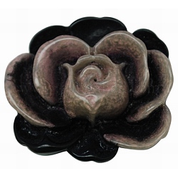 Resin Cabochons, Flower, Saddle Brown, Size: about 32mm long, 28mm wide, 10mm thick