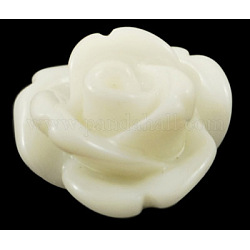 Cabochons en résine, fleur, blanc, 7.5x6mm