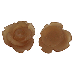 Resin Cabochons, Frosted, Flower, Sienna, Size: about 11mm in diameter, 6mm thick