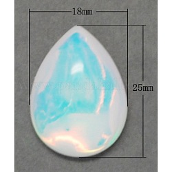 Resin Cabochons, Faceted, Teardrop, White, 25x18x6mm