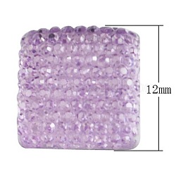 Resin Rhinestone Cabochons, Square, Plum, Size: about 12mm in diameter, 4mm thick