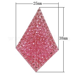 Resin Rhinestone Cabochons, Pink, Size: about 38mm long, 25mm wide, 7mm thick