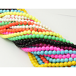 Glass Beads Strands, Baking Painted, Round, Dyed, Mixed Color, bead: 8mm wide, 7mm long, hole: 0.8mm, 32inch long, 116pcs/strand