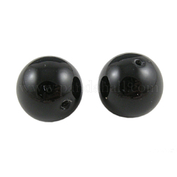 Handmade Lampwork Beads, Round, Black, about 16mm in diameter, hole: 1.5mm