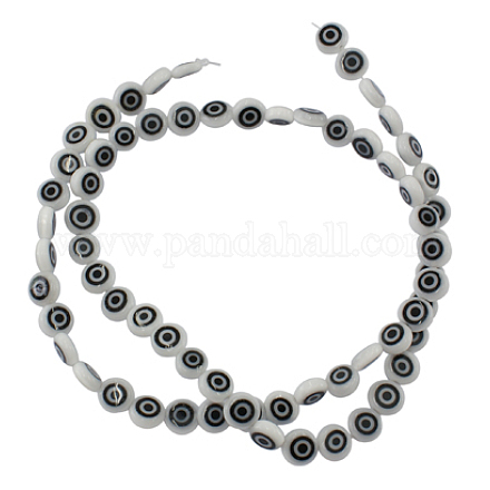 Chapelets de perles vernissées manuelles D218-6mm-1-1