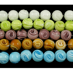 Handmade Lampwork Beads Strands, Round, Mixed Color, about 16mm in diameter, hole: 1.5mm, about 20 pcs/strand, 12inch
