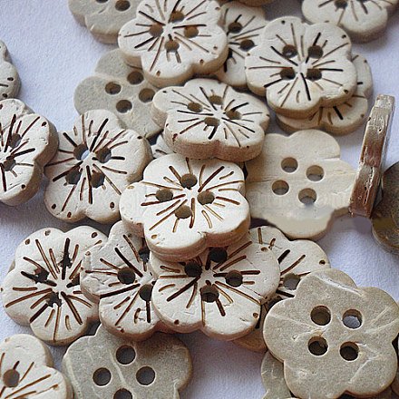 Carved 4-hole Basic Sewing Button in Flower Shape NNA0YYS-1