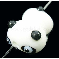 Handmade Lampwork Beads, Bear, White, about 16mm wide, 17mm long, hole: 2mm
