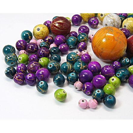 Peintes perles acryliques drawbench avec des remous d'or DACR-HK001-1-1