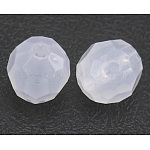 Perline acrilico trasparente, giada imitato, bianco latte, tondo sfaccettato, 8mm di diametro, Foro: 1 mm, circa 1800pcs/500g