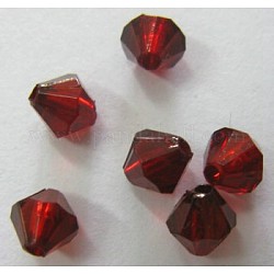 Bicono sfaccettato perline acrilico trasparente, tinto, rosso scuro, 5mm, Foro: 1 mm, circa 7000pcs/500g