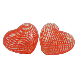 Handmade Blown Glass Beads, Mother's Day Jewellry Making, Heart, Orange Red, about 16mm wide, 15mm long, hole: 1mm