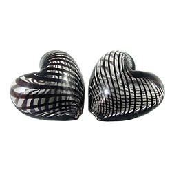Handmade Blown Glass Beads, for Mother's Day Gift Making, Heart, Black, about 16mm wide, 15mm long, 10mm thick, hole: 1mm